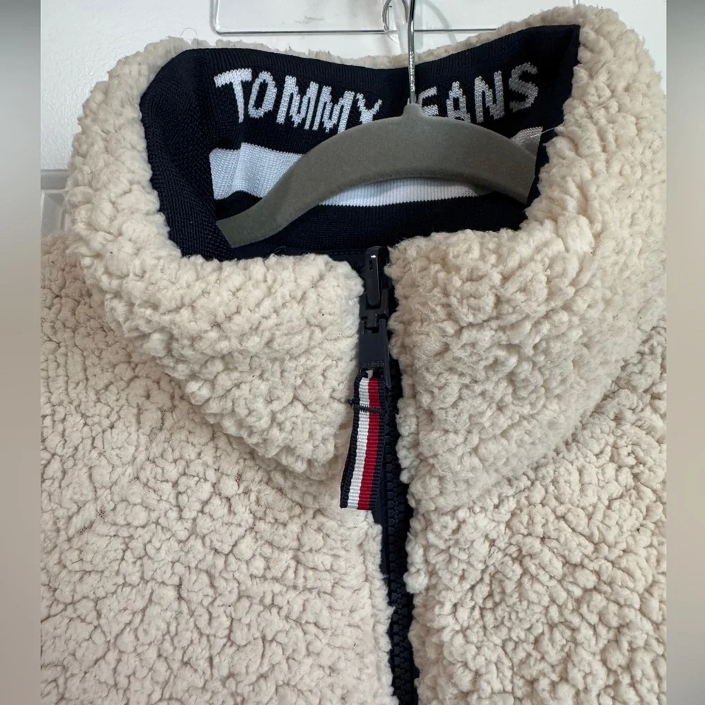 Tommy Jeans Reversible Sherpa Fleece Bomber Jacket Size XS Full Zip Pockets - Picture 8 of 9